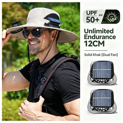 Solar Cooling Fan Hat – Rechargeable Sun Protection Bucket Hat with Built-In Cooling Fan