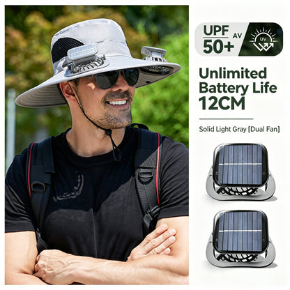 Solar Cooling Fan Hat – Rechargeable Sun Protection Bucket Hat with Built-In Cooling Fan