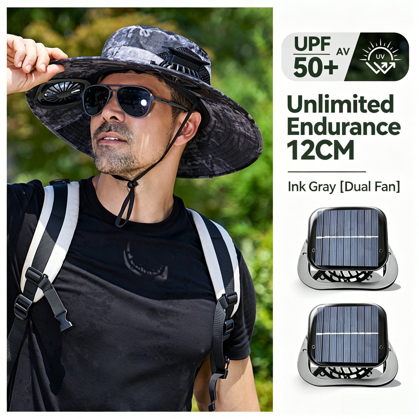 Solar Cooling Fan Hat – Rechargeable Sun Protection Bucket Hat with Built-In Cooling Fan