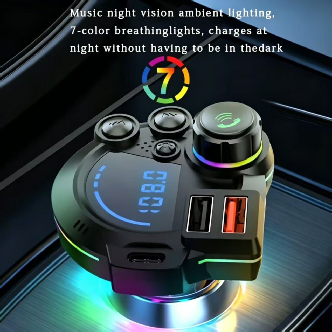 [Father’s Day Gift] 30W PD Fast Charge Bluetooth FM Transmitter for Car – Hands-Free Calls & Deep Bass