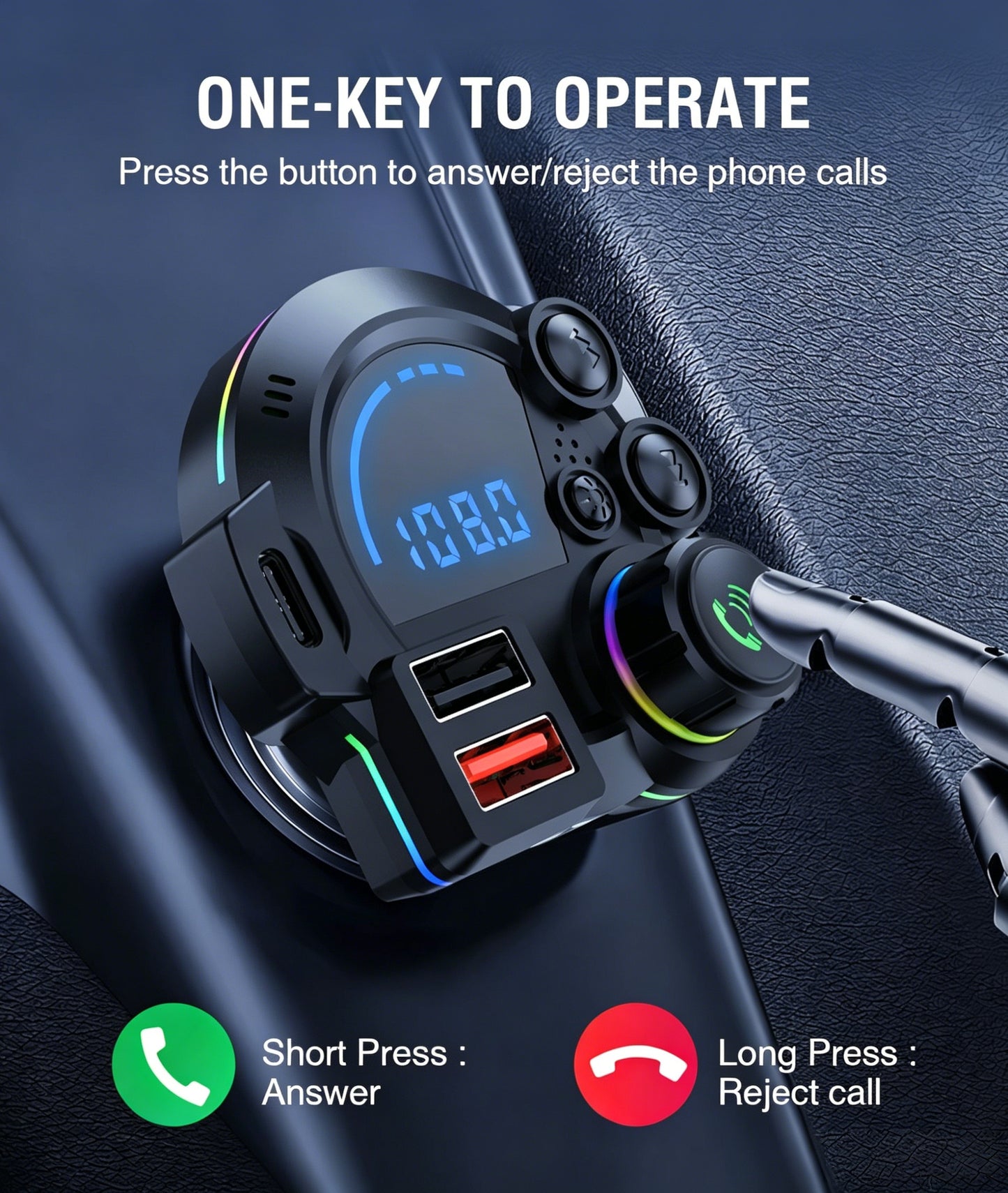 [Father’s Day Gift] 30W PD Fast Charge Bluetooth FM Transmitter for Car – Hands-Free Calls & Deep Bass