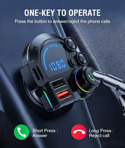 [Father’s Day Gift] 30W PD Fast Charge Bluetooth FM Transmitter for Car – Hands-Free Calls & Deep Bass