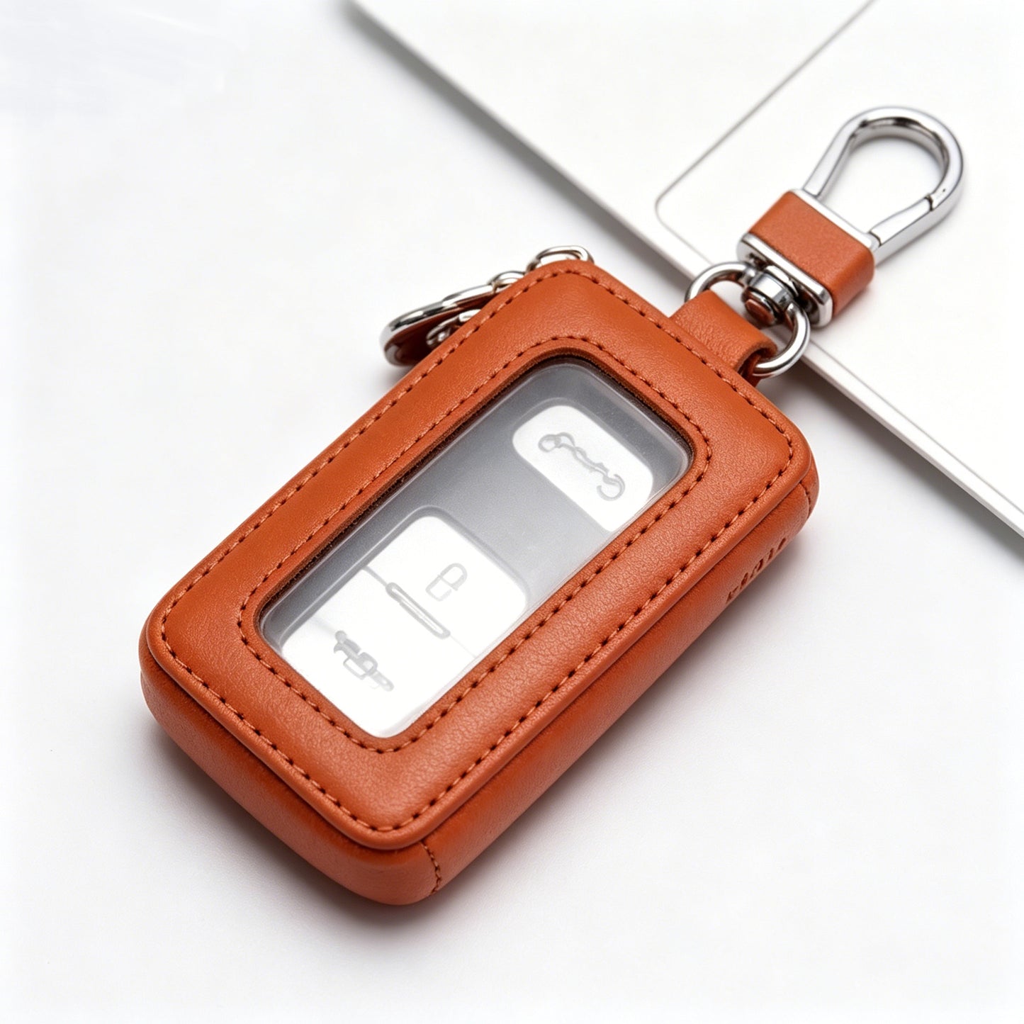 Leather Car Key Case with Viewing Window