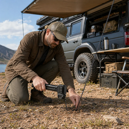 2-in-1 Camping Hammer with Stake Puller and Built-In Storage for 8 Tent Stakes