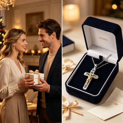 Men’s Minimalist Stainless Steel Cross Necklace – Engraved Faith Pendant