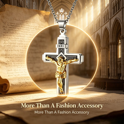 Men’s Minimalist Stainless Steel Cross Necklace – Engraved Faith Pendant