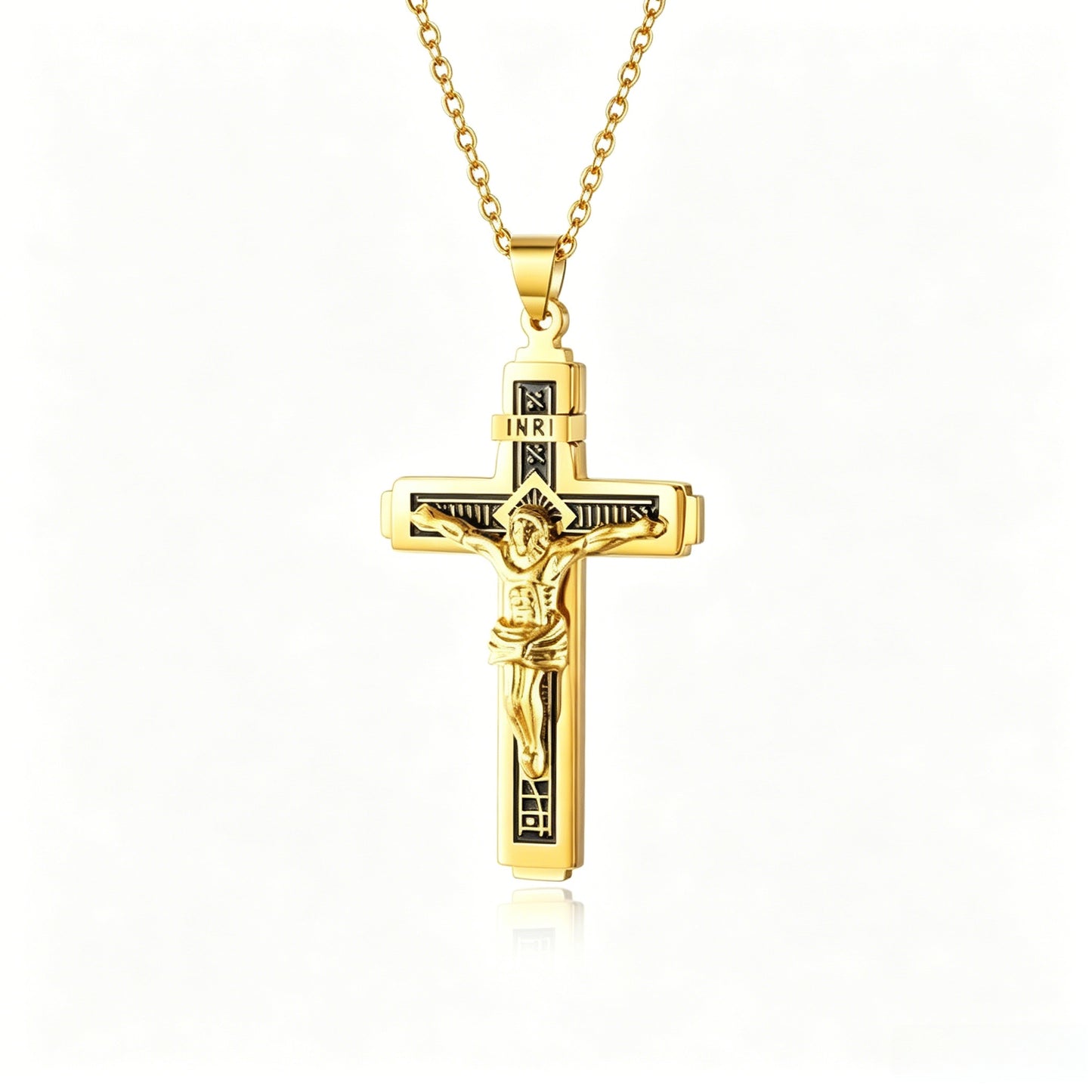 Men’s Minimalist Stainless Steel Cross Necklace – Engraved Faith Pendant