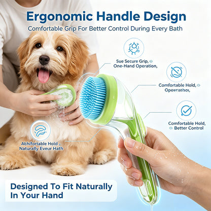 Pet Bath Brush With Built-In Shampoo Dispenser