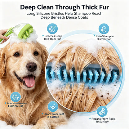Pet Bath Brush With Built-In Shampoo Dispenser