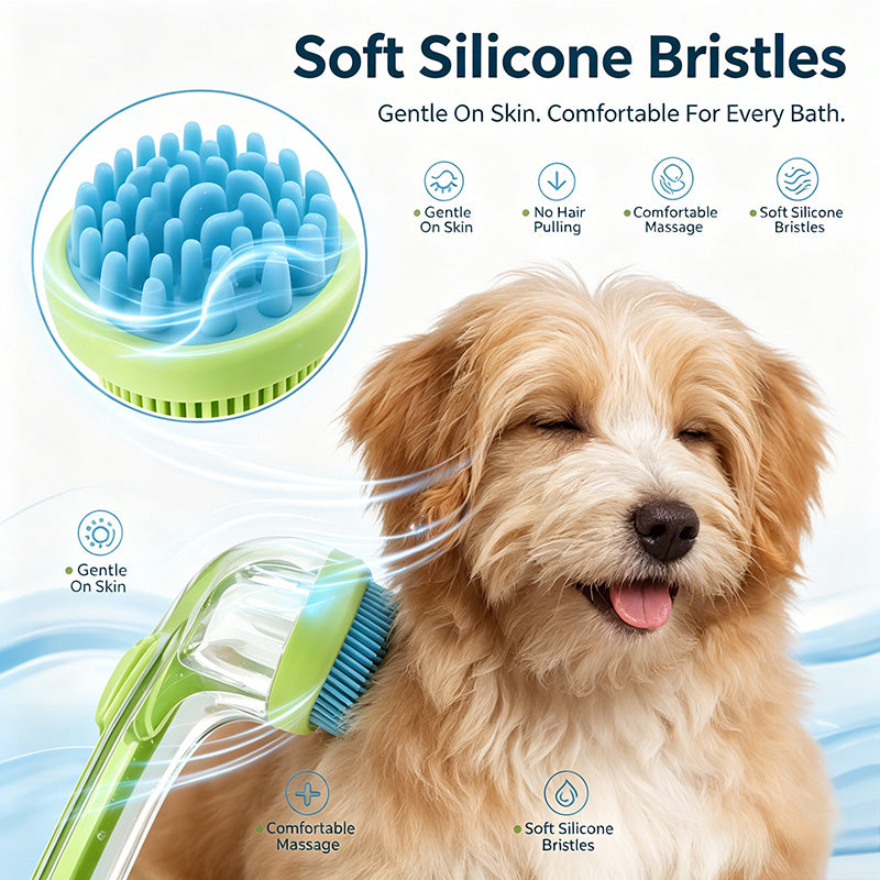 Pet Bath Brush With Built-In Shampoo Dispenser