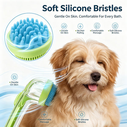 Pet Bath Brush With Built-In Shampoo Dispenser