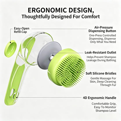 Pet Bath Brush With Built-In Shampoo Dispenser