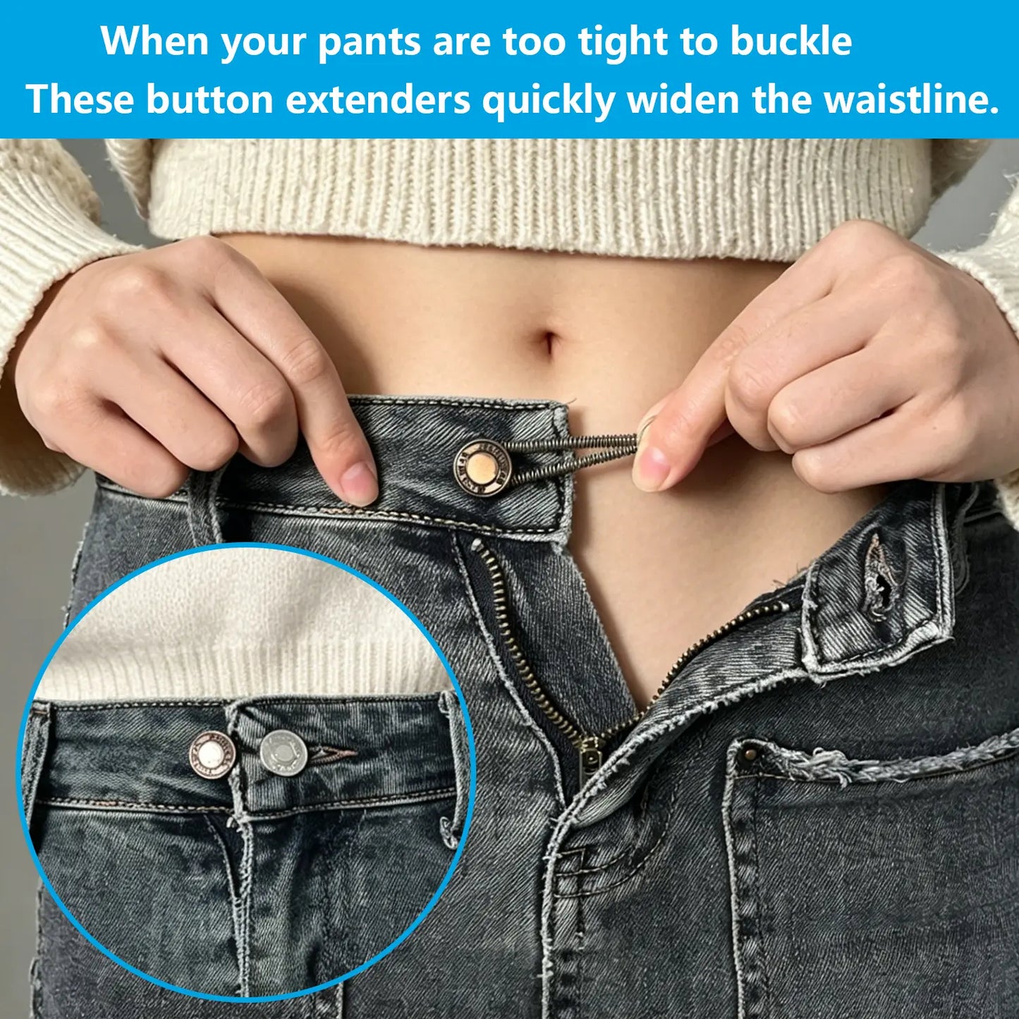 Premium Flexible Spring Waist Extenders for Jeans & Pants – No-Sew Comfort Fit