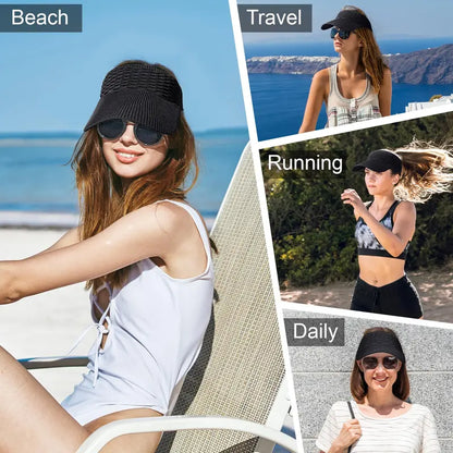 Women's UPF 50+ UV Open-Top Protection Sun Visor Hat