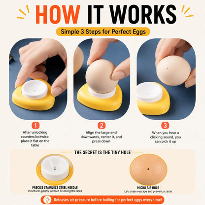 2-Pack Magnetic Egg Piercer – One-Press Egg Pricker for Smoother Boiling & Easier Peeling
