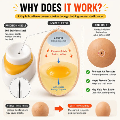 2-Pack Magnetic Egg Piercer – One-Press Egg Pricker for Smoother Boiling & Easier Peeling