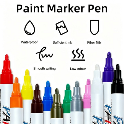 12 Colors Permanent Paint Marker Set Waterproof, Quick-Dry & Multi-Surface Use