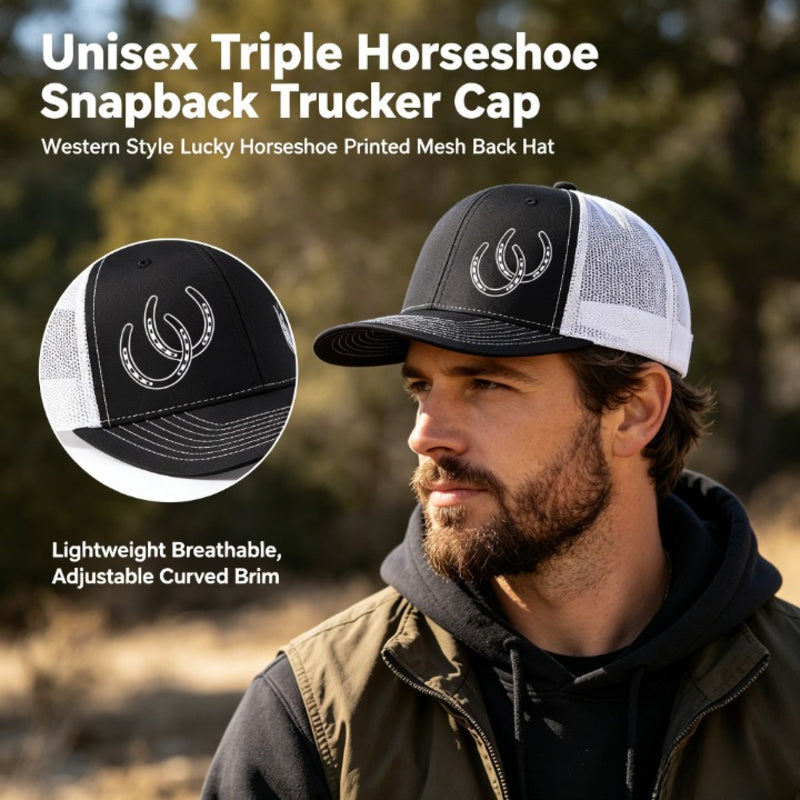 Western Horseshoe Trucker Cap | 11 Colors Available Unisex Mesh Snapback Hat