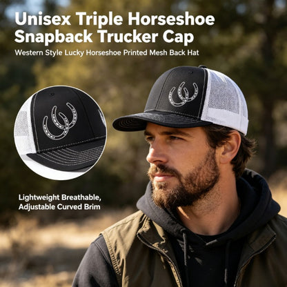 Western Horseshoe Trucker Cap | 11 Colors Available Unisex Mesh Snapback Hat