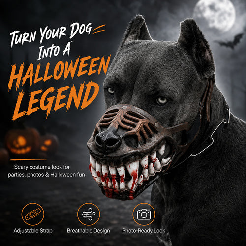 Funny Halloween Dog Muzzle – Realistic Latex Monster Costume with Adjustable Fit
