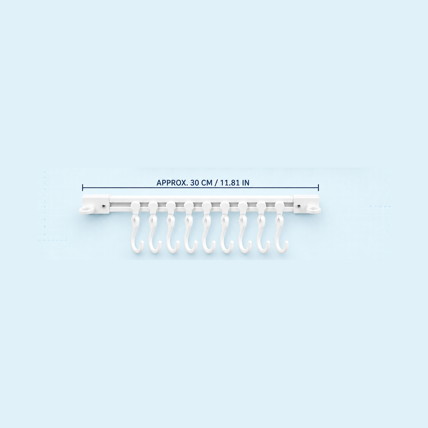 Adjustable 10-Hook Sliding Rail Organizer – Space-Saving Storage for Kitchen & Bathroom