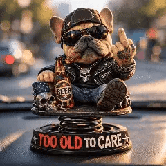 Funny Middle Finger Biker Dog Car Dashboard Decor