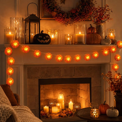 Marigold Flower String Lights, Battery Operated Day of The Dead Decorative Fairy Lights