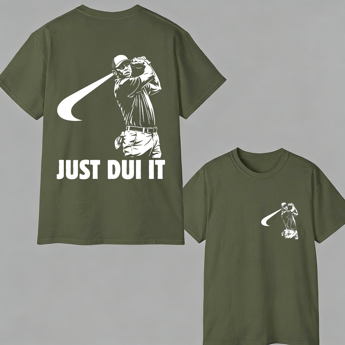 Funny Golf Novelty Graphic "Just Dui It" Mugshot Style T-Shirt