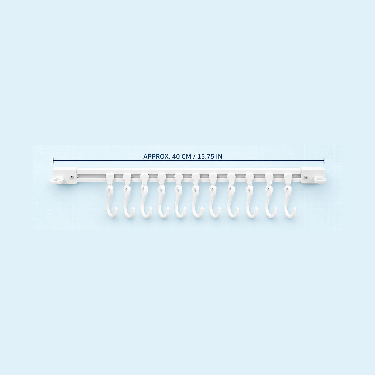 Adjustable 10-Hook Sliding Rail Organizer – Space-Saving Storage for Kitchen & Bathroom