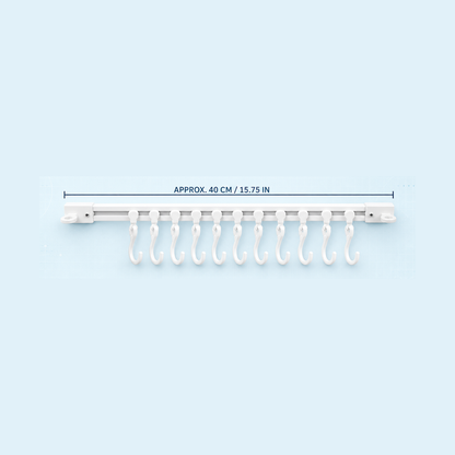 Adjustable 10-Hook Sliding Rail Organizer – Space-Saving Storage for Kitchen & Bathroom