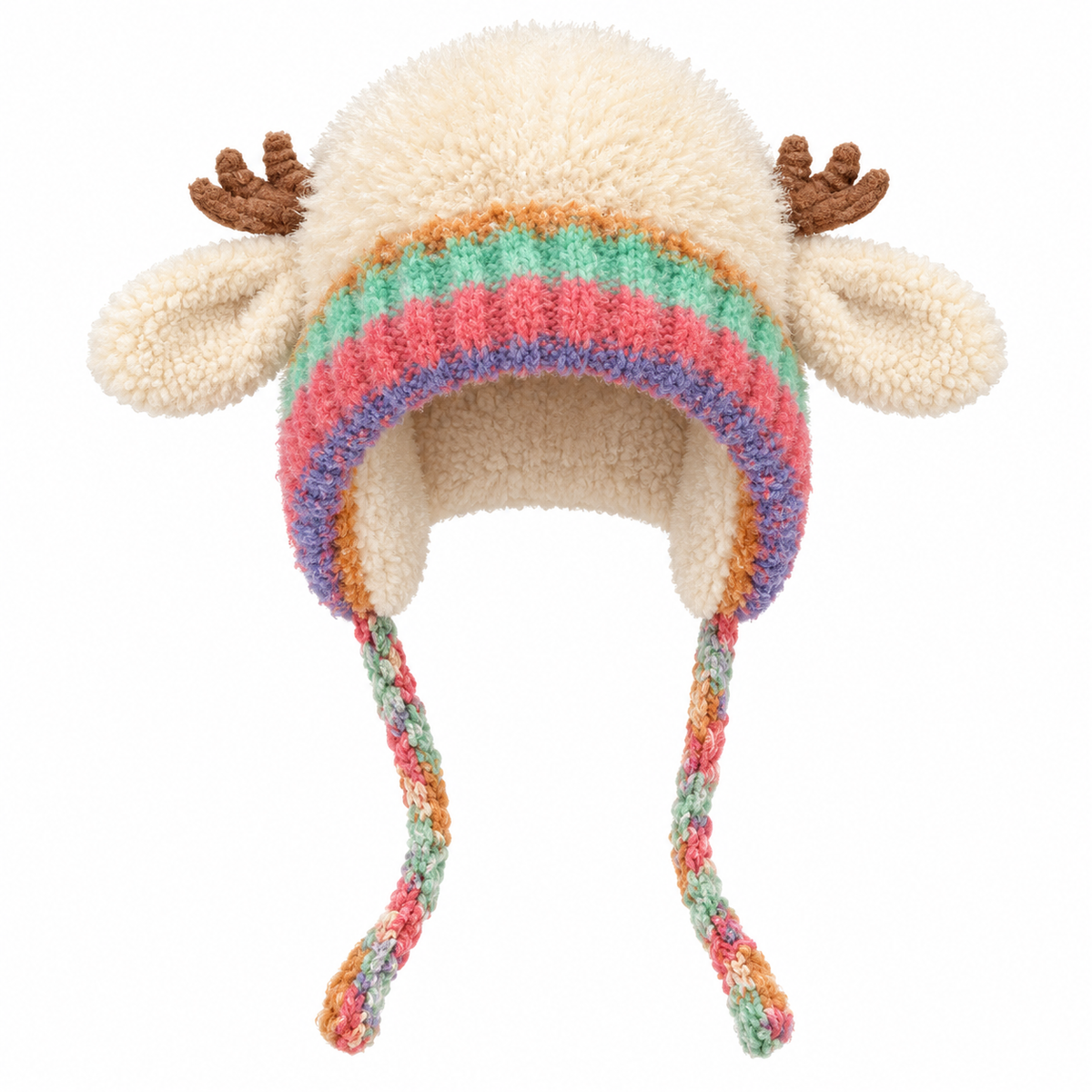 🦌 Cute Reindeer Plush Hat | Cozy Winter Earflap Hat for Women