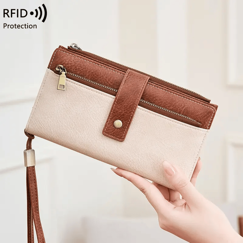 👛Women's long wallet, stylish clutch, elegant solid color RFID blocking leather wallet!!!