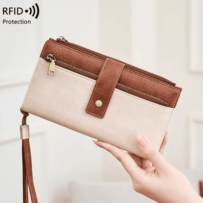 👛Women's long wallet, stylish clutch, elegant solid color RFID blocking leather wallet!!!