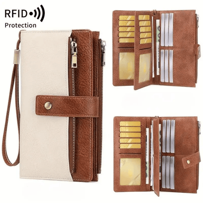 👛Women's long wallet, stylish clutch, elegant solid color RFID blocking leather wallet!!!