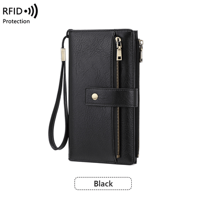 👛Women's long wallet, stylish clutch, elegant solid color RFID blocking leather wallet!!!