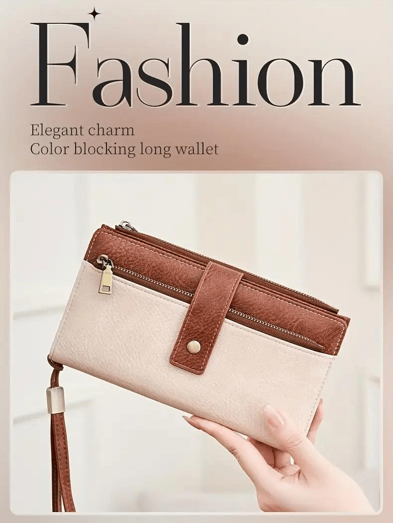👛Women's long wallet, stylish clutch, elegant solid color RFID blocking leather wallet!!!
