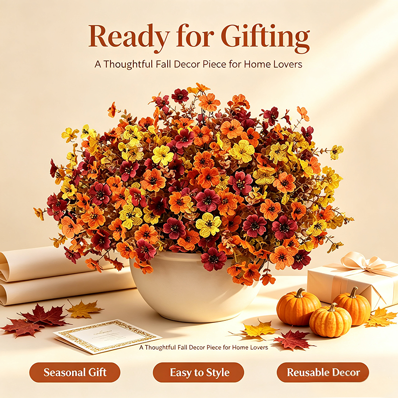 🍂🌸 Halloween Fall UV Resistant Artificial Colorful Fake Flowers