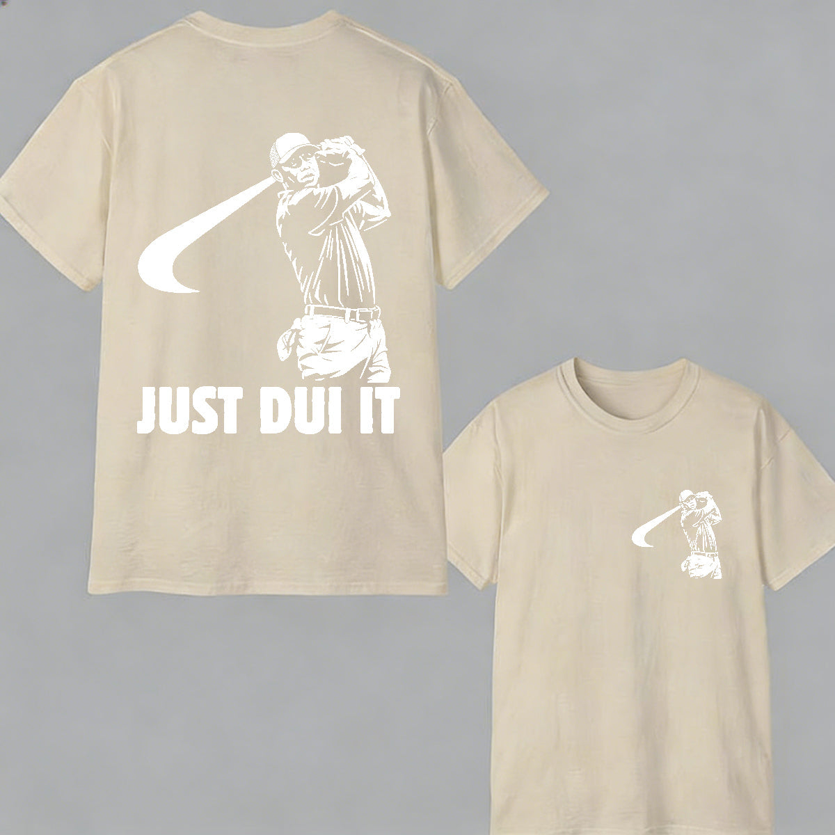 Funny Golf Novelty Graphic "Just Dui It" Mugshot Style T-Shirt