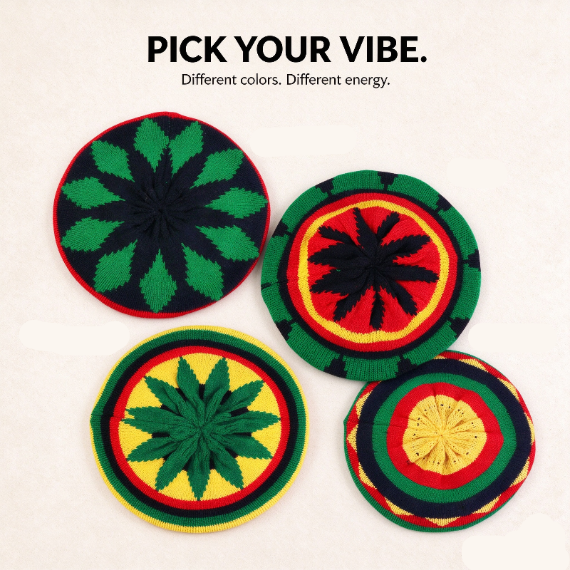 🌈 Colorful Rasta-Inspired Slouchy Knit Hat – Unisex Streetwear Beanie