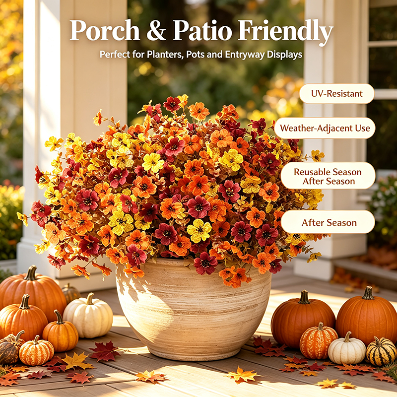 🍂🌸 Halloween Fall UV Resistant Artificial Colorful Fake Flowers