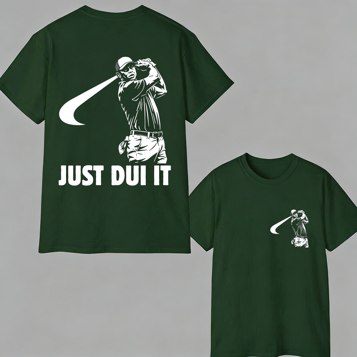 Funny Golf Novelty Graphic "Just Dui It" Mugshot Style T-Shirt