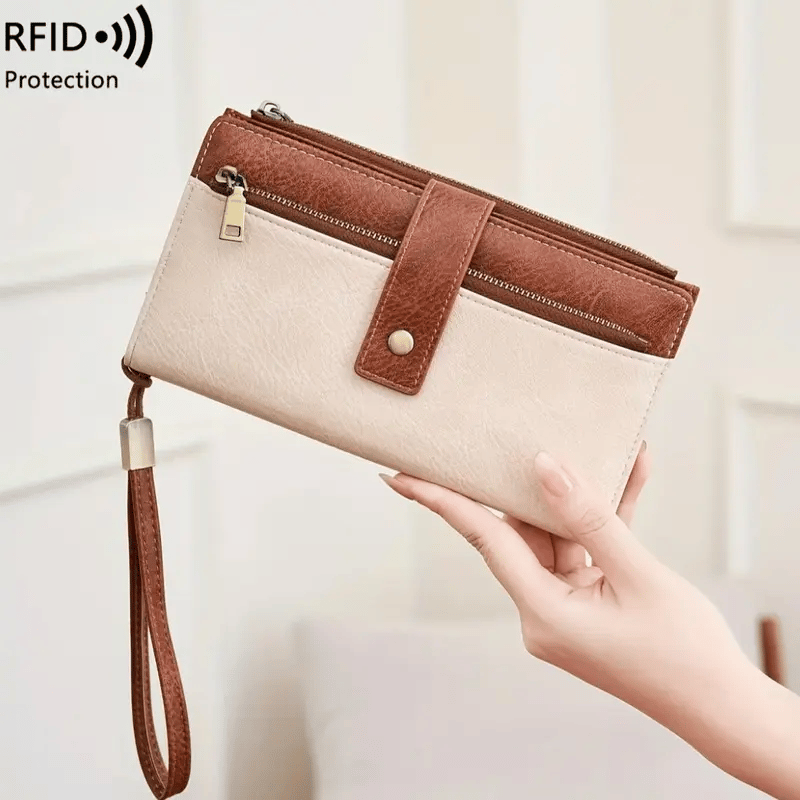 👛Women's long wallet, stylish clutch, elegant solid color RFID blocking leather wallet!!!
