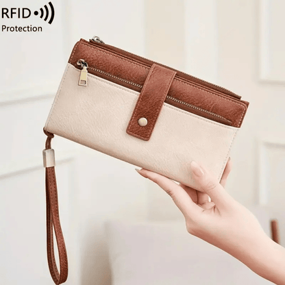 👛Women's long wallet, stylish clutch, elegant solid color RFID blocking leather wallet!!!