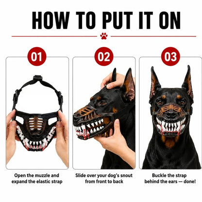 Funny Halloween Dog Muzzle – Realistic Latex Monster Costume with Adjustable Fit