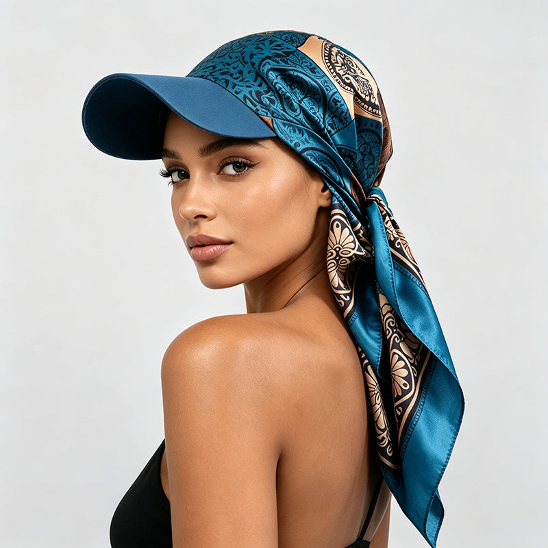 Women's Bohemian Leopard & Paisley Print Satin Headscarf Sun Hat