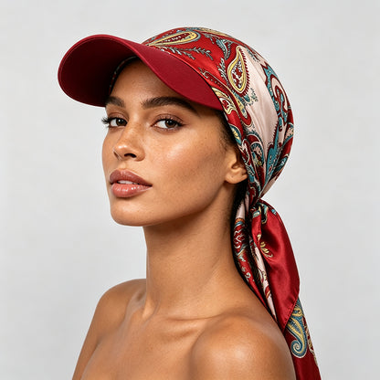 Women's Bohemian Leopard & Paisley Print Satin Headscarf Sun Hat