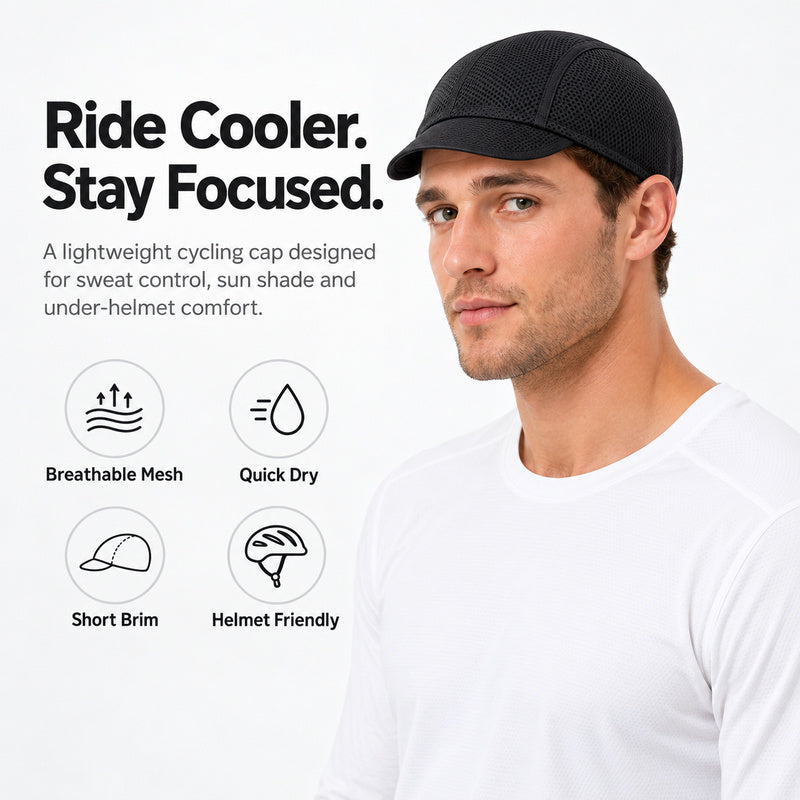 Cycling Under-Helmet Cap — Sweat-Wicking, Breathable Mesh, 6 Colors