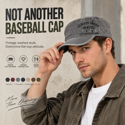 Always Awake Youth 1995 Washed Military Cap — Adjustable, Unisex, 7 Colors