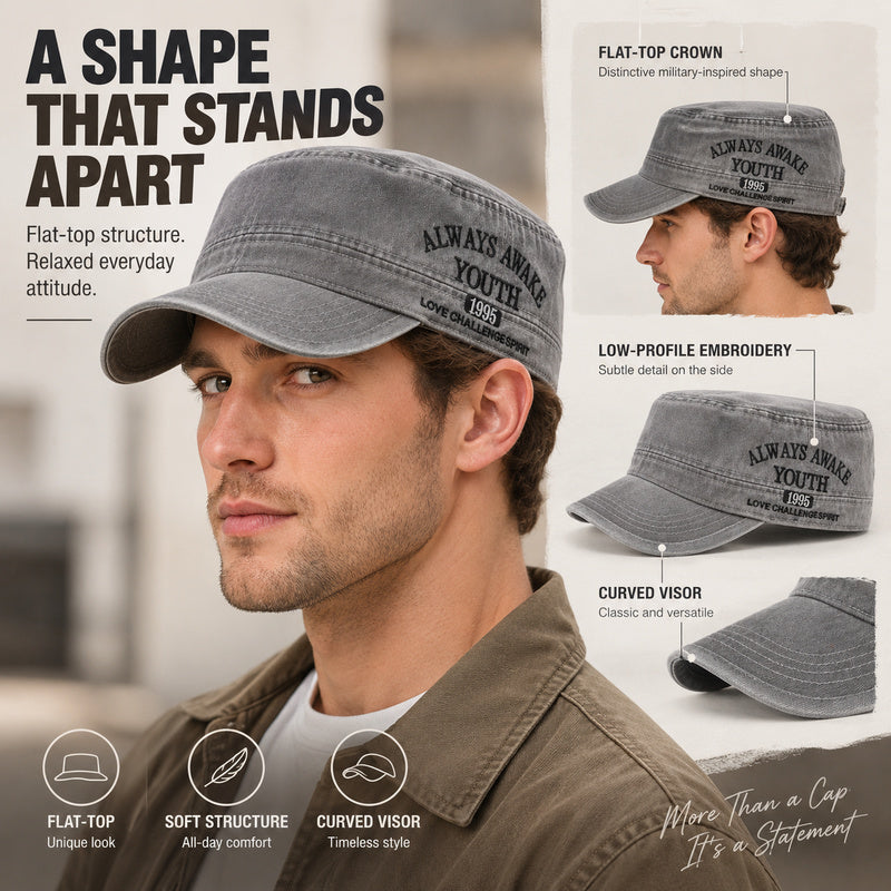 Always Awake Youth 1995 Washed Military Cap — Adjustable, Unisex, 7 Colors