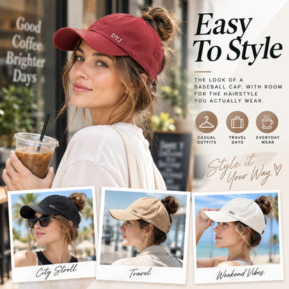 Open-Back Ponytail Cap — High Bun & Ponytail Friendly.
